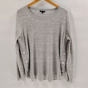 Lety and Me Gray Sweater Size XXL button Detail On Sides Long Sleeve Pullover